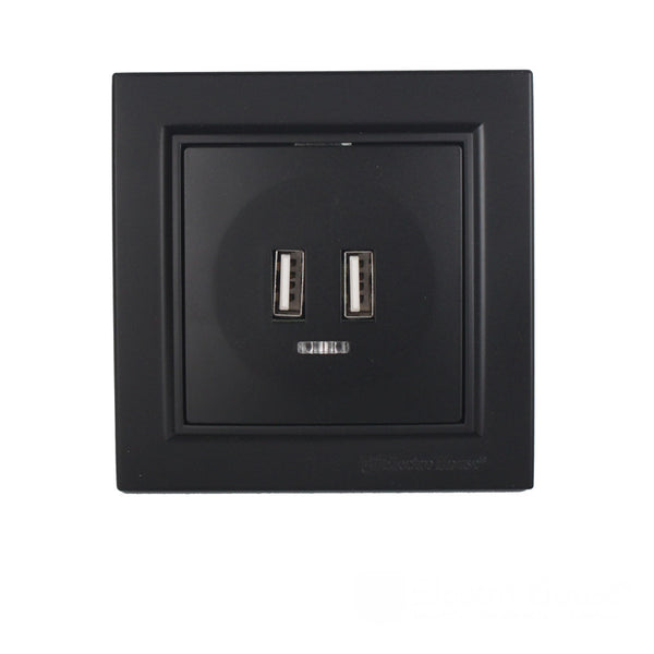Розетка USB (2 порти) 2A Enzo  бездоганний графіт