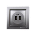 Розетка USB (2 порти) 2A Enzo  срібний камінь