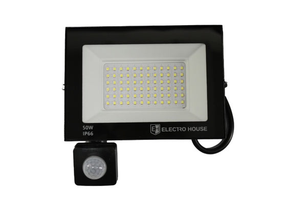 LED прожектор з датчиком руху  50Вт  5000 Лм  6500К   холодний білий  SMD2835