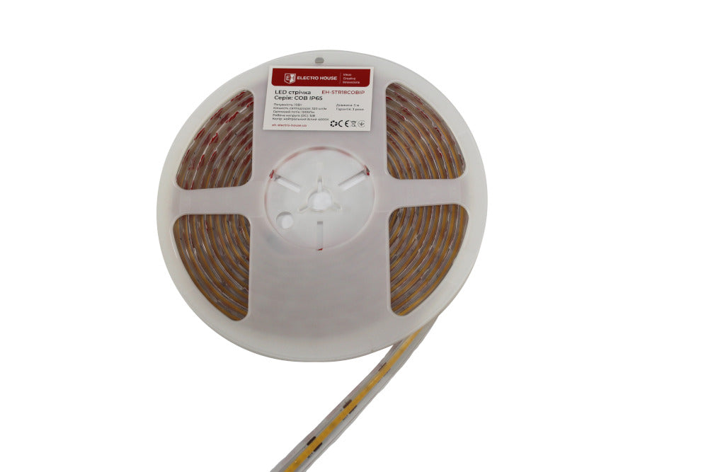 LED стрічка 10Вт 12В  COB  320 діодів нейтральний білий 4000К  IP65  серія COB гарантія 3 роки