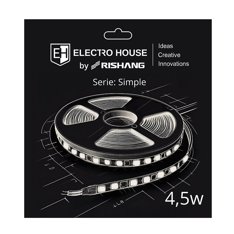 LED стрічка 45Вт 12В SMD2835 60 діодів 540 Лм  нейтральний білий 4000К серія Simple Electro House by Rishang