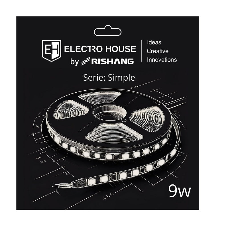 LED стрічка 9Вт 24В SMD2835 120 діодів 900 Лм  нейтральний білий 4000К серія Simple Electro House by Rishang