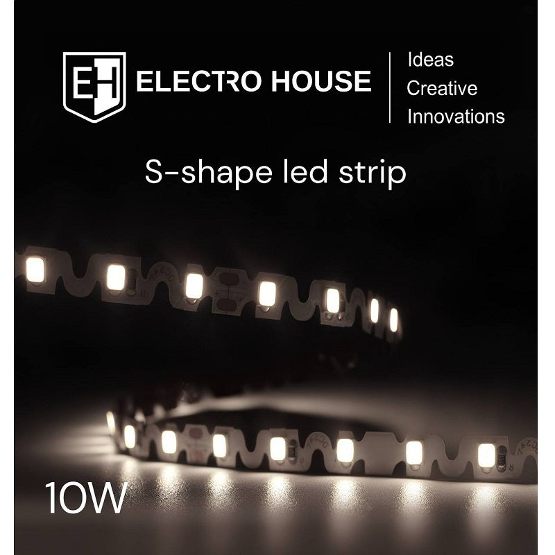 LED стрічка  10Вт 12В SMD2835 120 діодів теплий білий 3000K серія S-Shape гарантія 3 роки